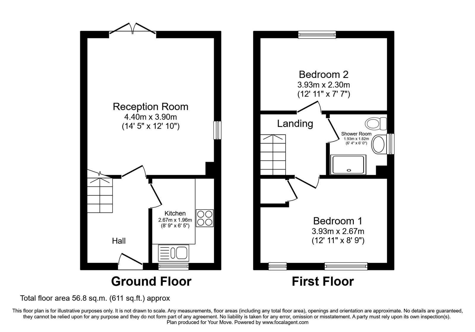 Floorplan of 2 bedroom End Terrace House for sale, St. Pierre Avenue, Carlisle, Cumbria, CA3