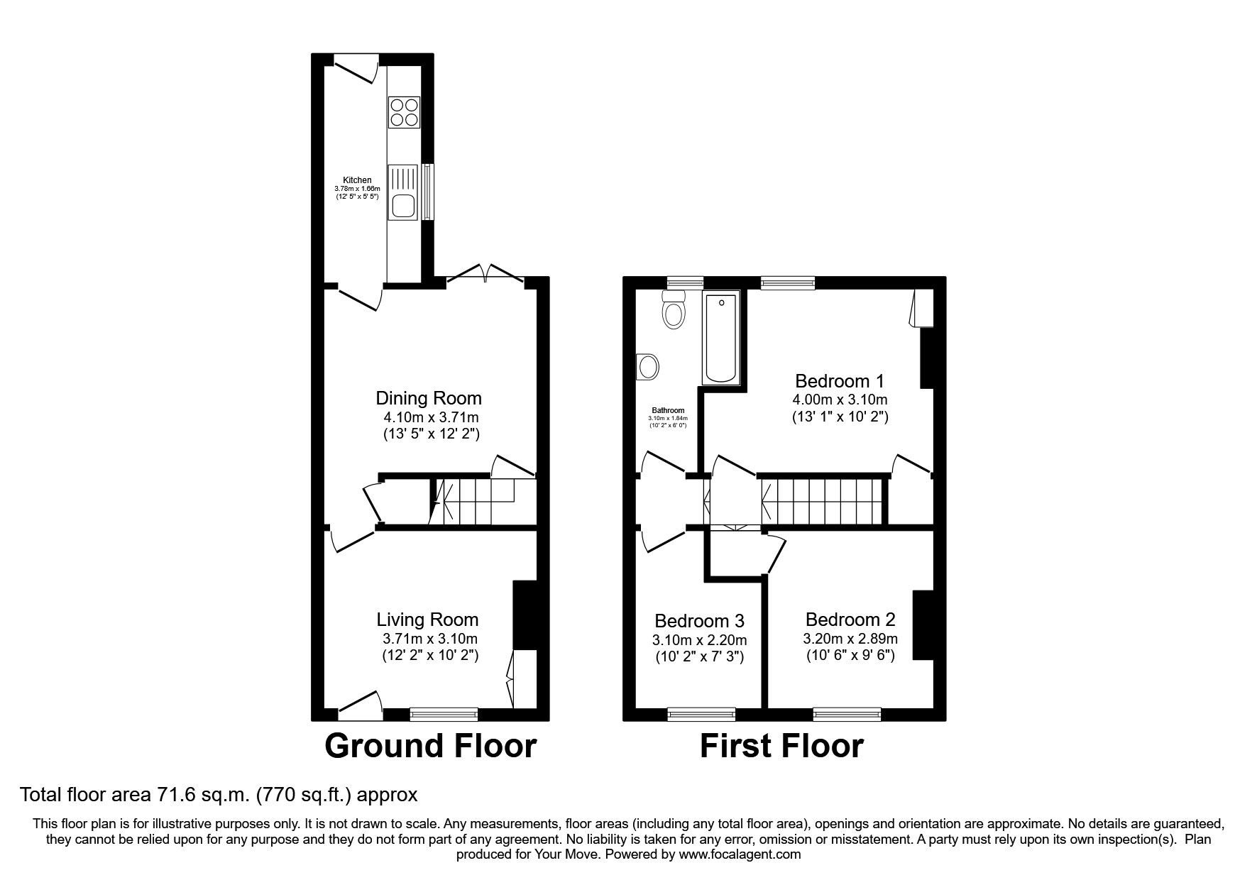 Floorplan of 3 bedroom Mid Terrace House for sale, Oswald Street, Carlisle, Cumbria, CA1