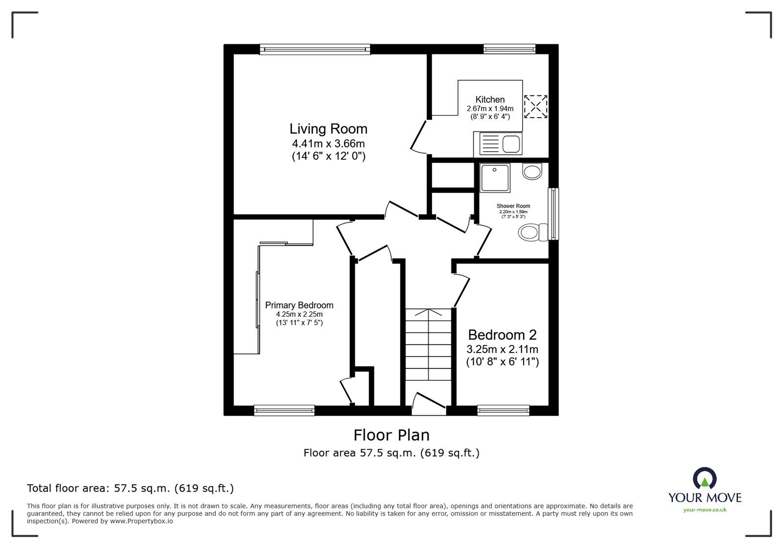 Floorplan of 2 bedroom  Flat for sale, Hebden Avenue, Carlisle, Cumbria, CA2