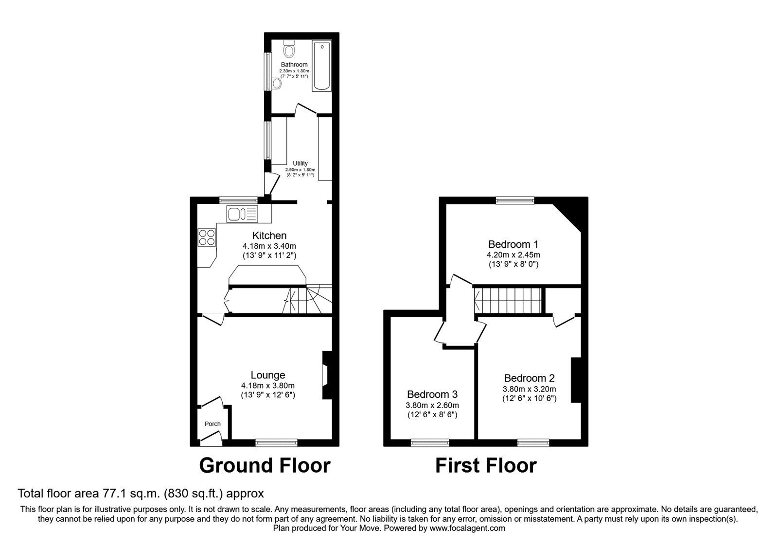 Floorplan of 3 bedroom Mid Terrace House for sale, Oswald Street, Carlisle, Cumbria, CA1