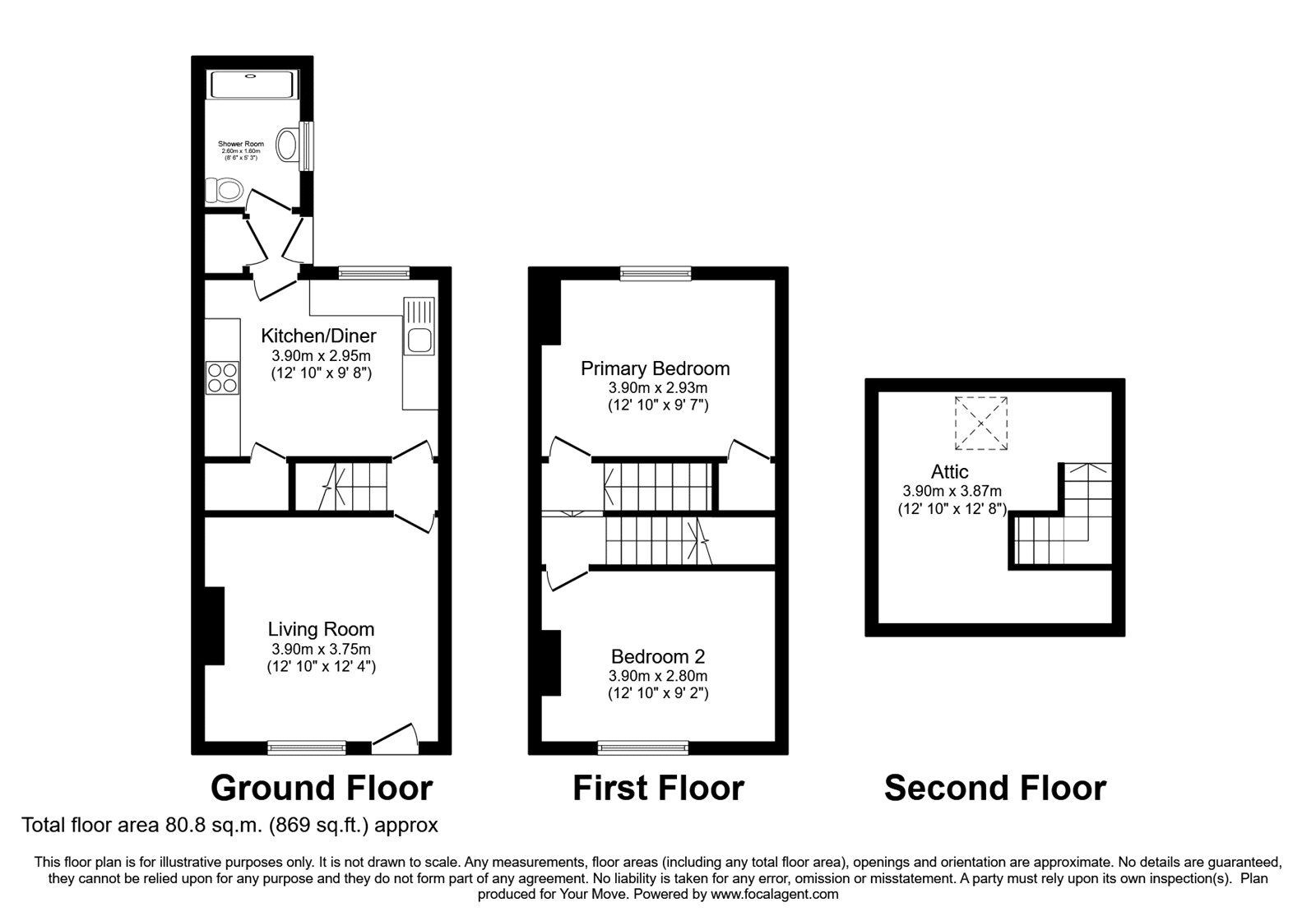Floorplan of 2 bedroom Mid Terrace House for sale, Montreal Street, Carlisle, Cumbria, CA2