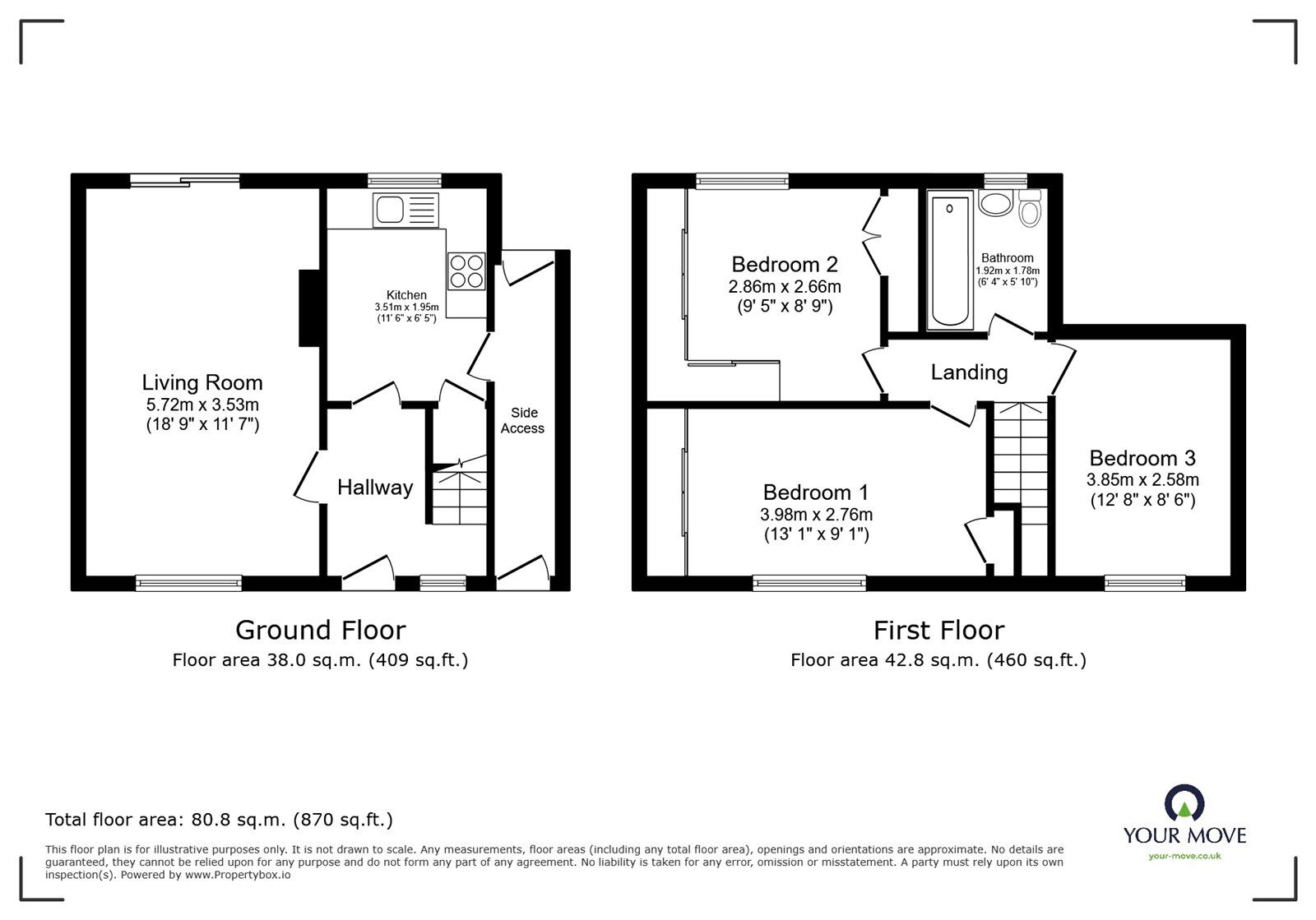 Floorplan of 3 bedroom Mid Terrace House for sale, Beverley Rise, Carlisle, Cumbria, CA1