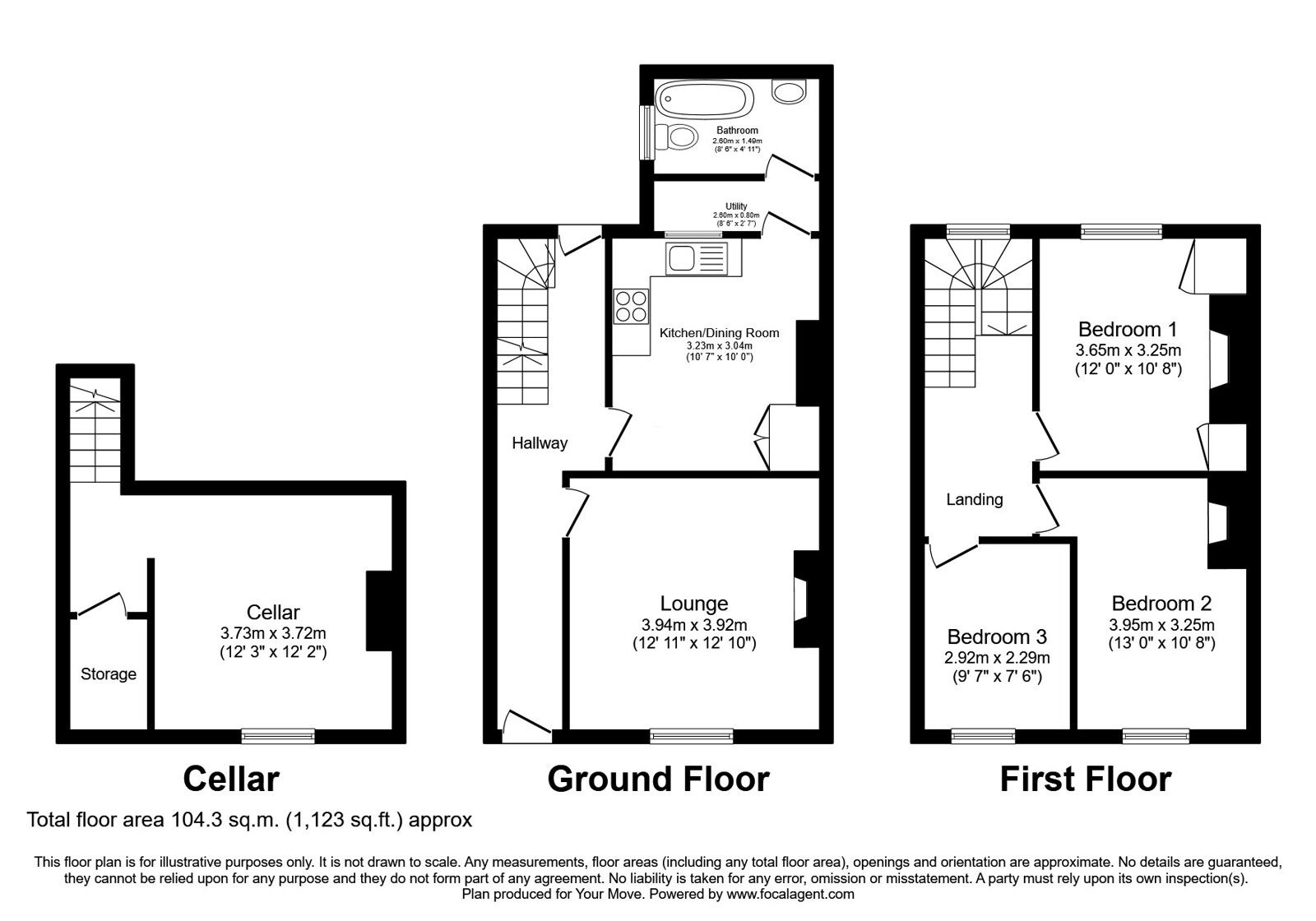 Floorplan of 3 bedroom  House for sale, Tait Street, Carlisle, Cumbria, CA1