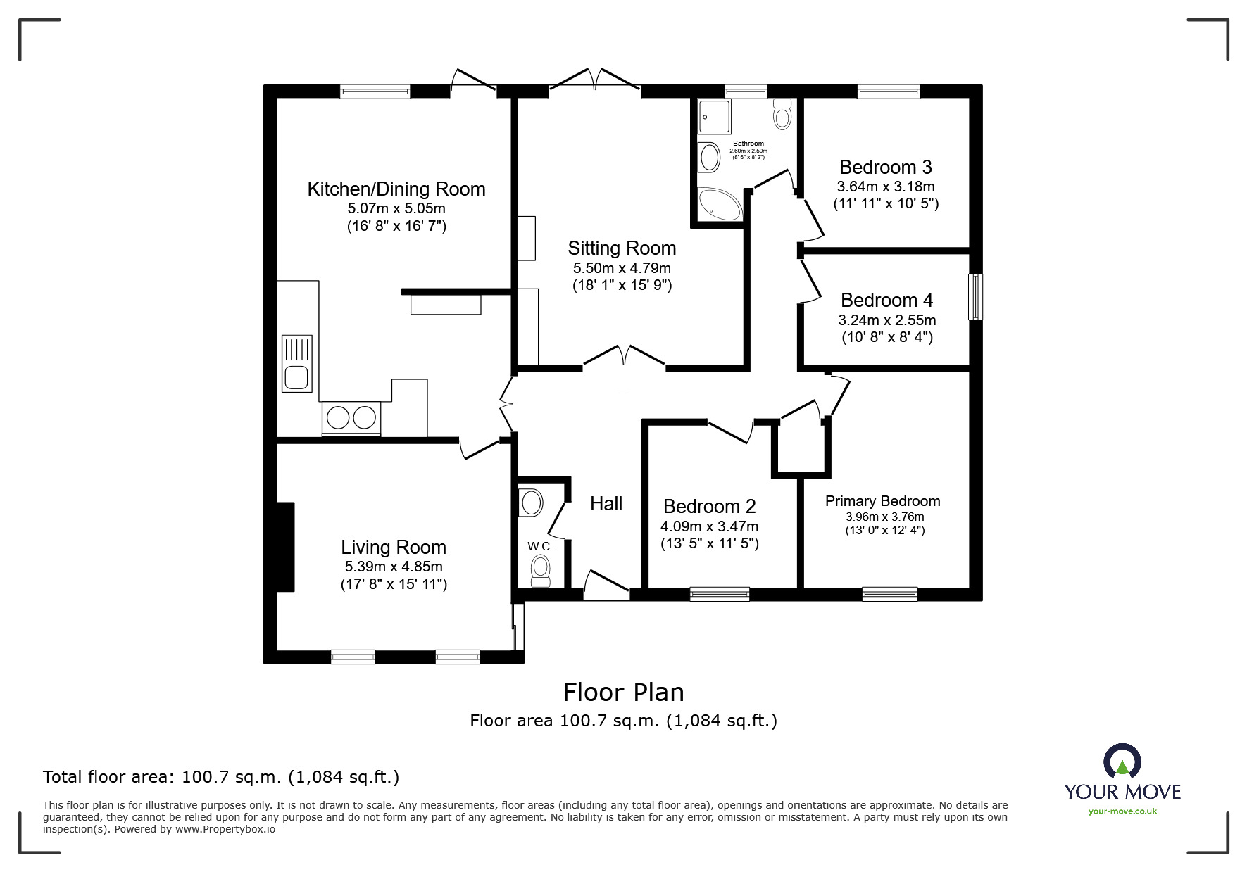 Floorplan of 4 bedroom Detached Bungalow for sale, Low Harker, Carlisle, Cumbria, CA6