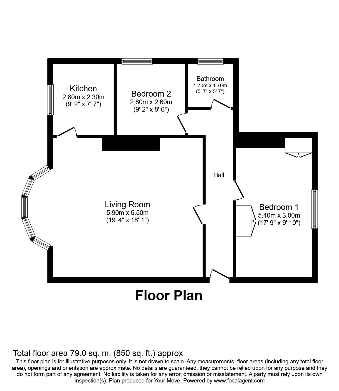 Floorplan of 2 bedroom  Flat to rent, Newtown Road, Carlisle, Cumbria, CA2