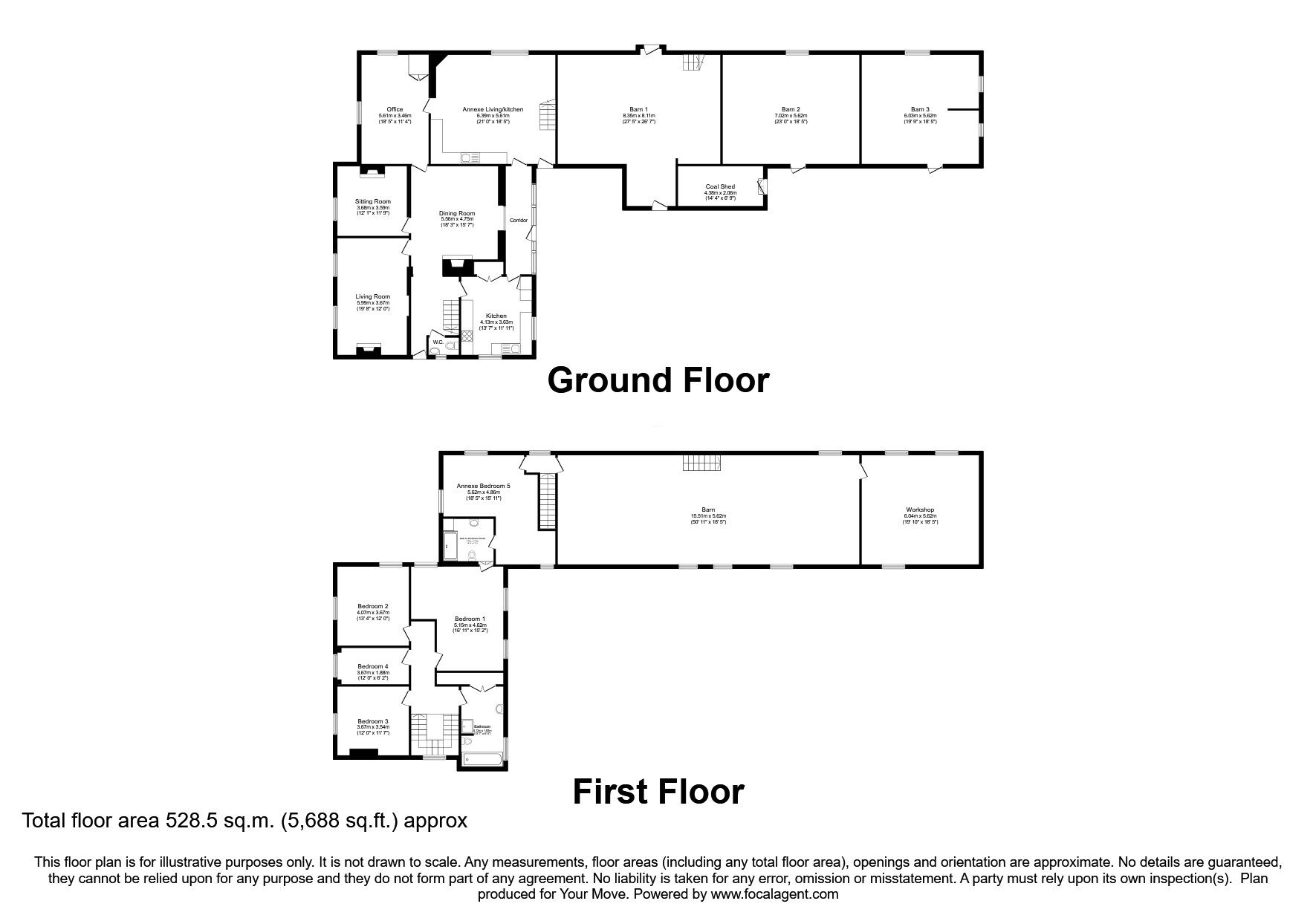 Floorplan of 5 bedroom Detached House for sale, Easton, Wigton, Cumbria, CA7