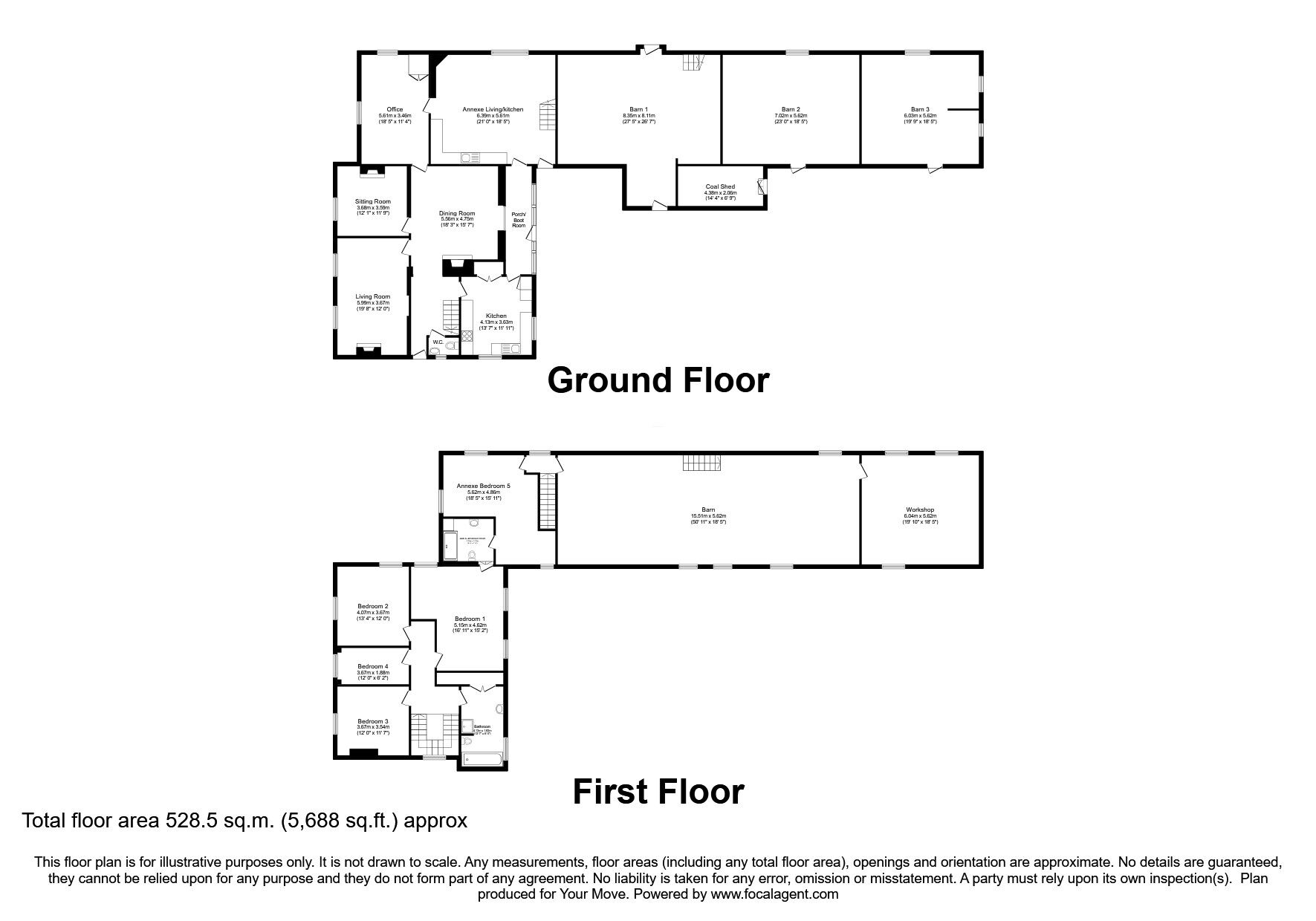 Floorplan of 5 bedroom Detached House for sale, Easton, Wigton, Cumbria, CA7