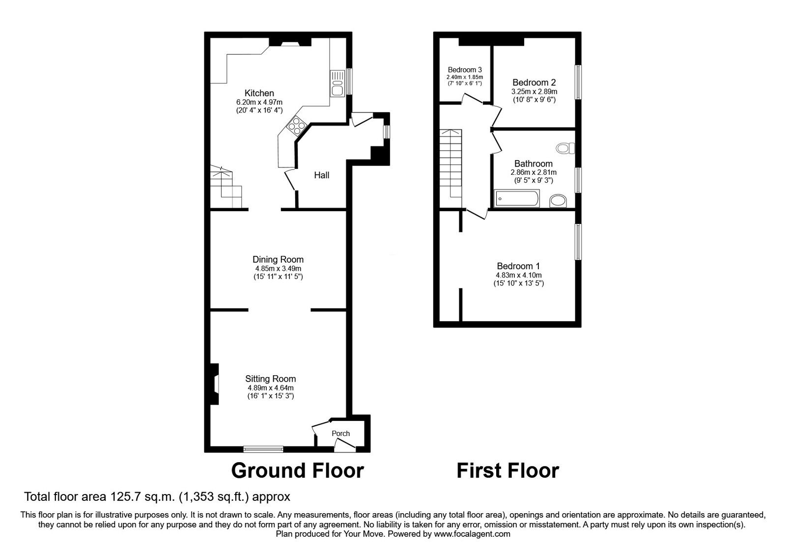 Floorplan of 3 bedroom Mid Terrace House for sale, Netherby Street, Longtown, Cumbria, CA6