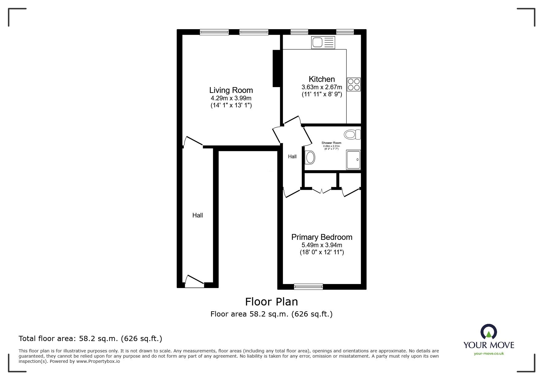 Floorplan of 1 bedroom  Flat for sale, Norfolk Court, Norfolk Street, Cumbria, CA2