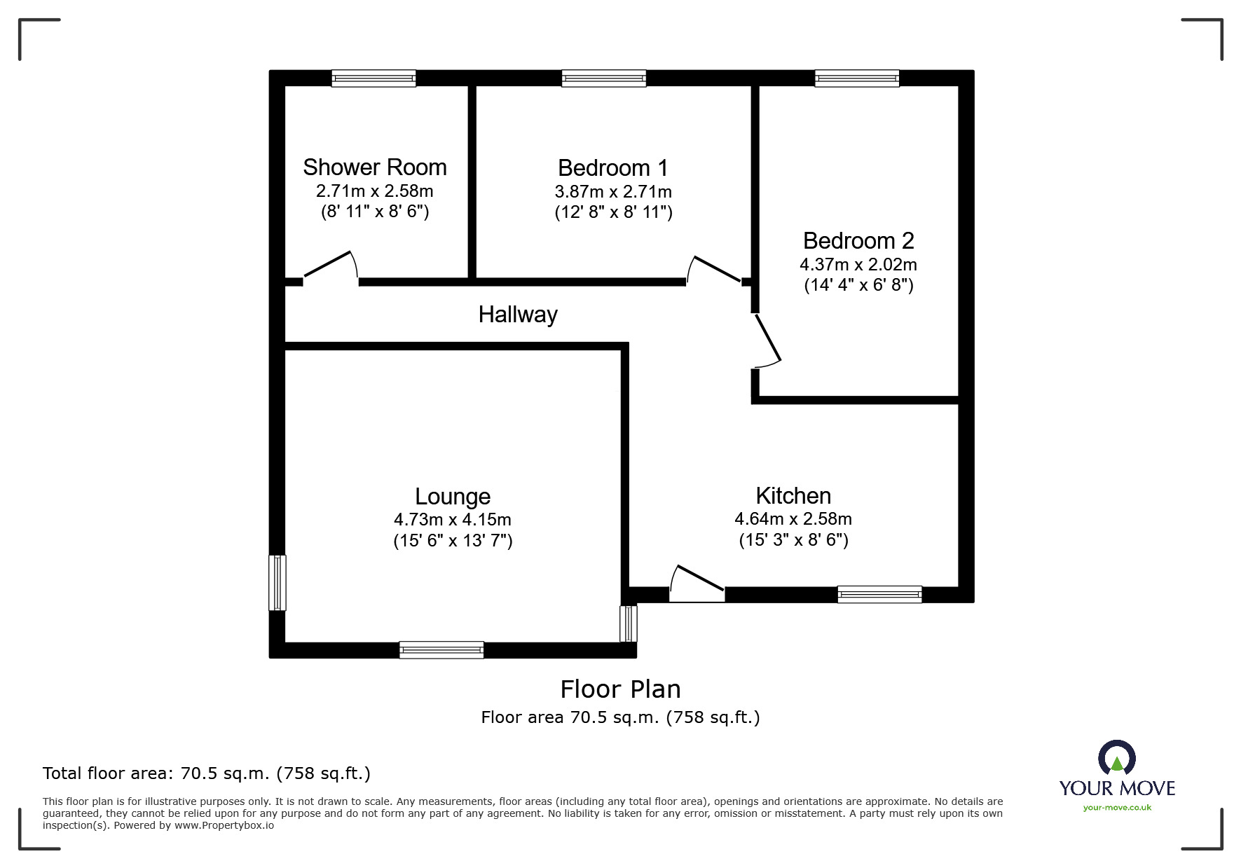 Floorplan of 2 bedroom  Bungalow to rent, Rockcliffe, Carlisle, Cumbria, CA6