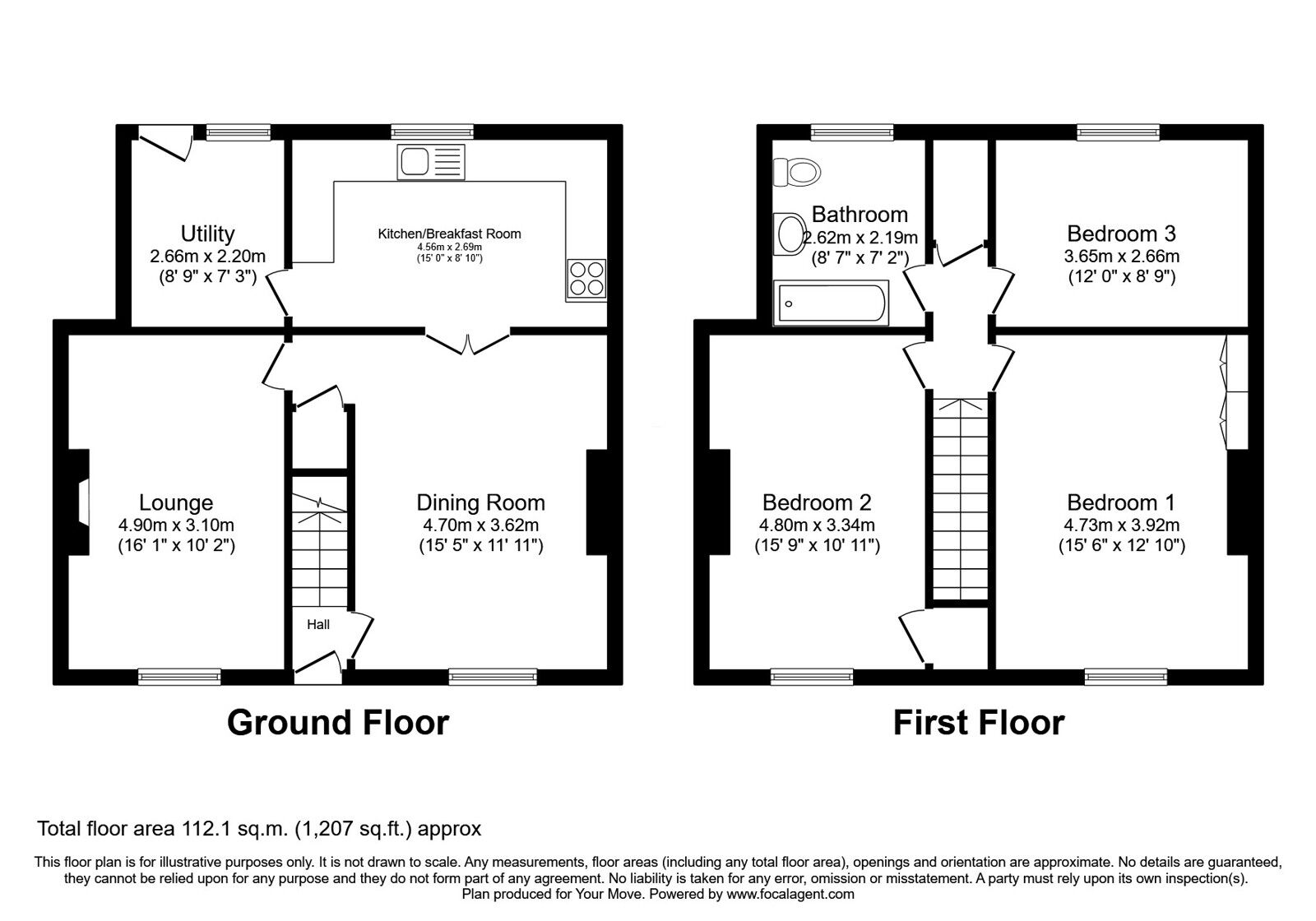 Floorplan of 3 bedroom Semi Detached House for sale, Broad View, Great Orton, Cumbria, CA5