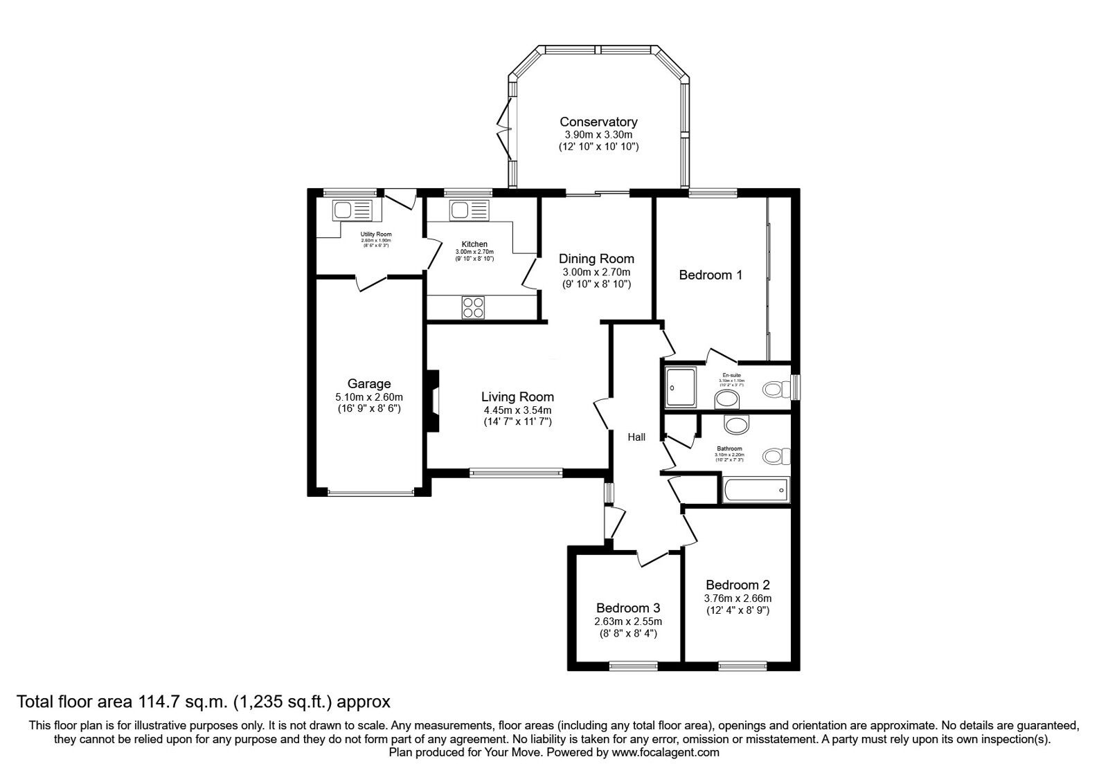 Floorplan of 3 bedroom Detached Bungalow for sale, Larch Drive, Stanwix, Cumbria, CA3