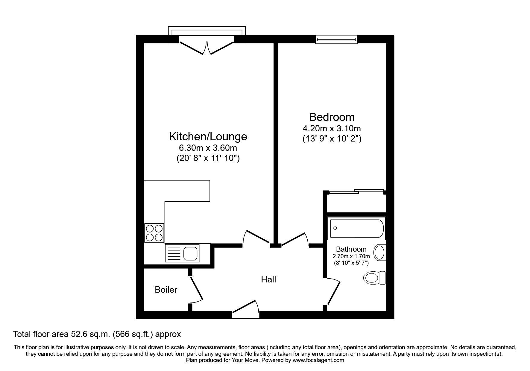 Floorplan of 1 bedroom  Flat for sale, Shaddongate, Carlisle, Cumbria, CA2
