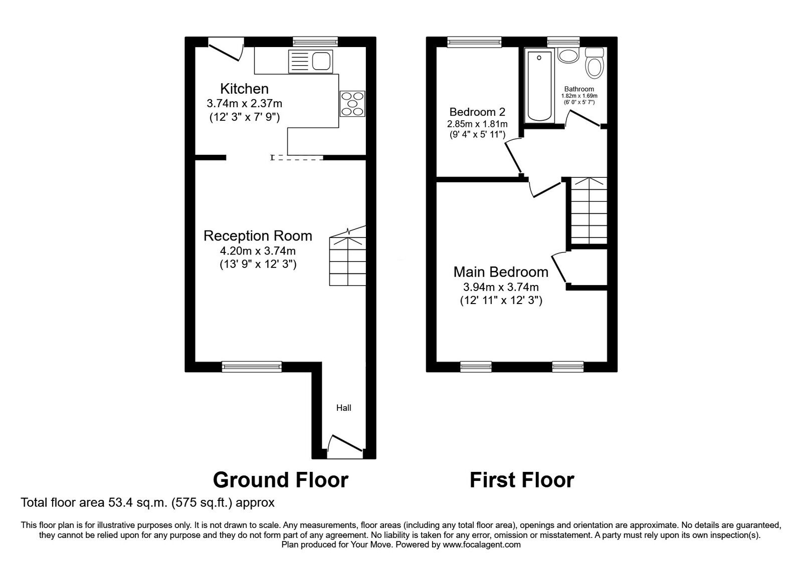 Floorplan of 2 bedroom Mid Terrace House for sale, Wastwater Close, Carlisle, Cumbria, CA2