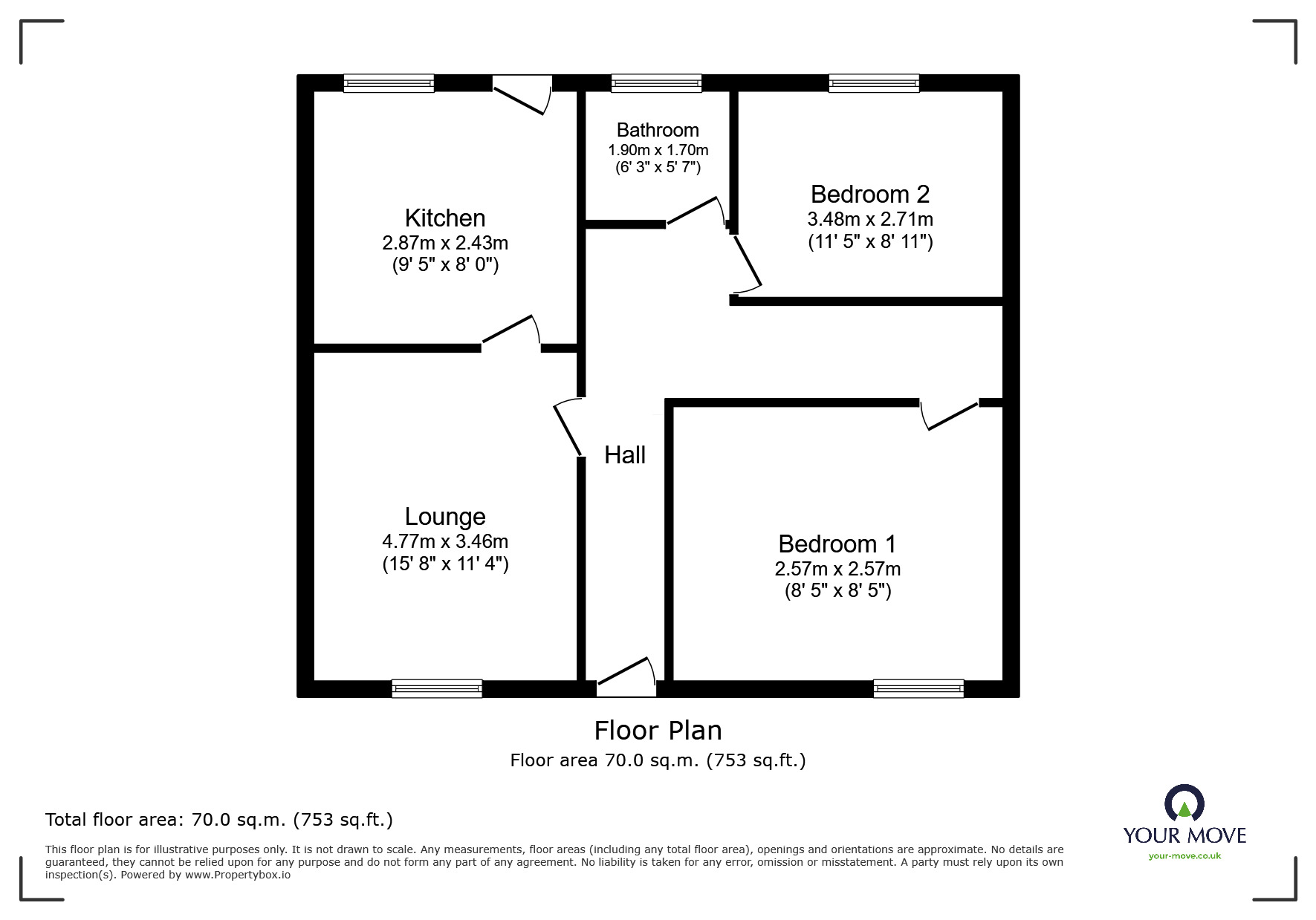 Floorplan of 2 bedroom  Flat to rent, Beck Riggs, Brampton, Cumbria, CA8