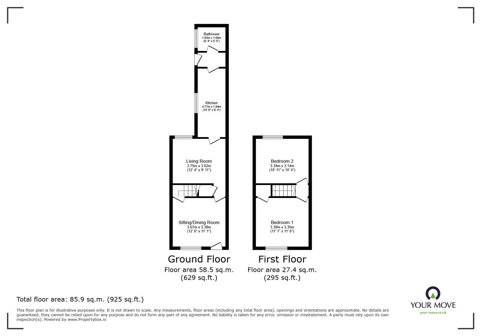 Floorplan of 2 bedroom Mid Terrace House to rent, Crummock Street, Carlisle, Cumbria, CA2