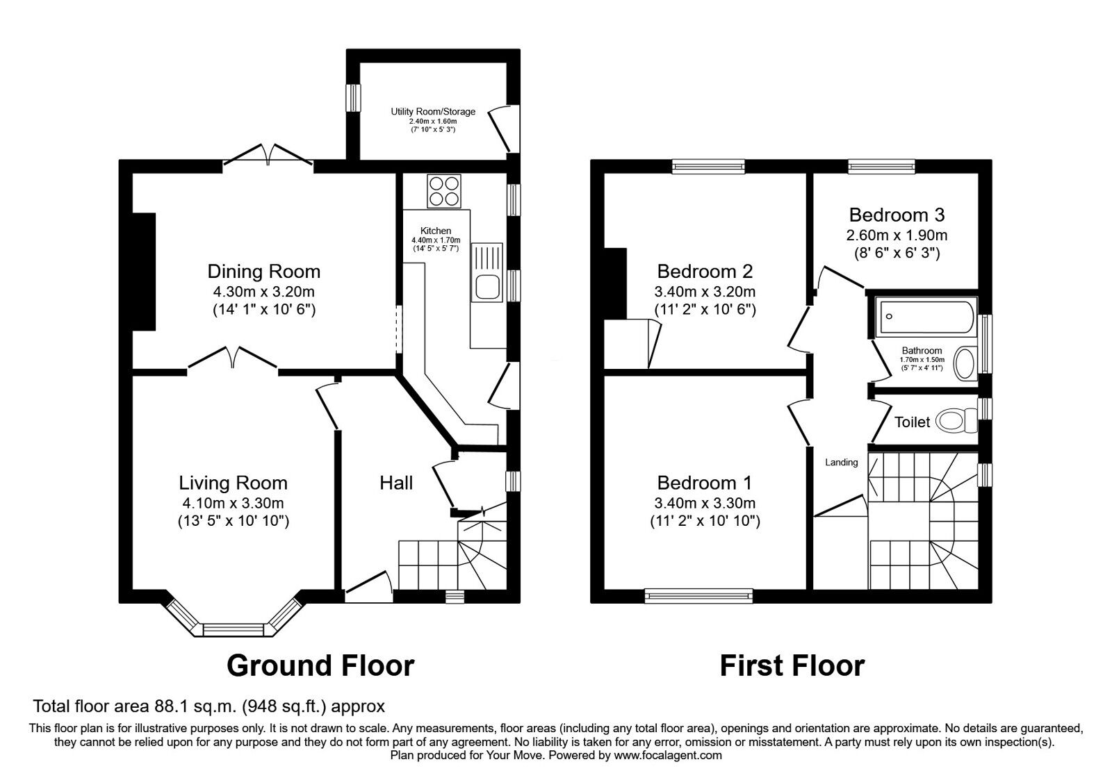 Floorplan of 3 bedroom Semi Detached House for sale, Newtown Road, Carlisle, Cumbria, CA2