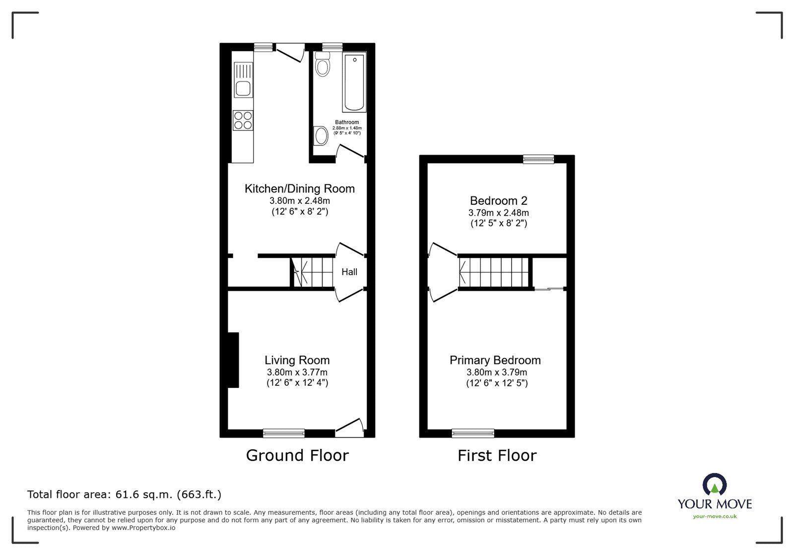 Floorplan of 2 bedroom Mid Terrace House for sale, Trafalgar Street, Carlisle, Cumbria, CA2