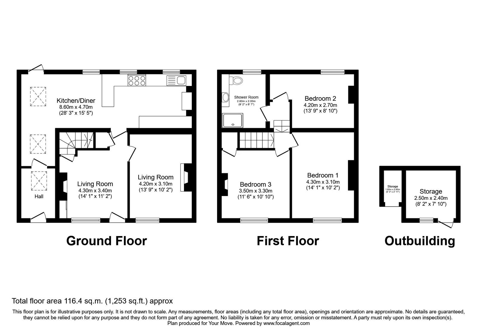 Floorplan of 3 bedroom End Terrace House for sale, Bridge Terrace, Carlisle, Cumbria, CA2