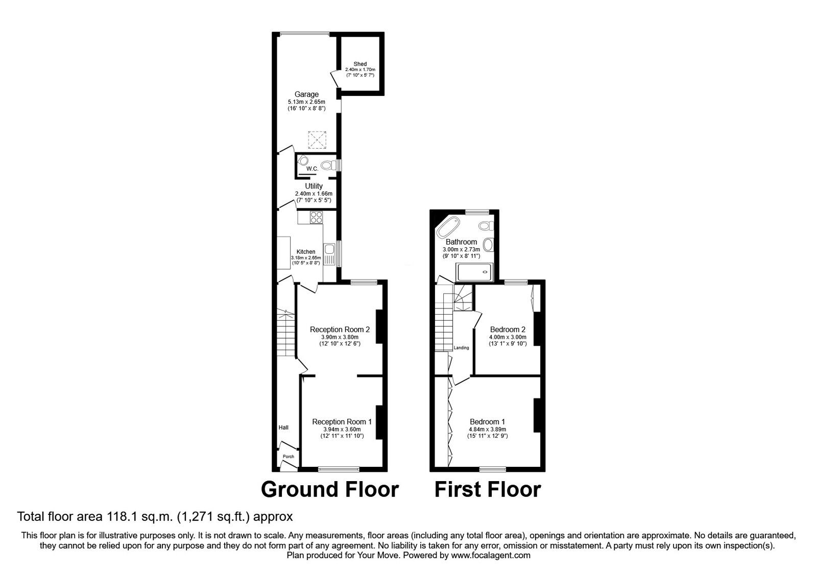 Floorplan of 2 bedroom Mid Terrace House for sale, Etterby Road, Carlisle, Cumbria, CA3