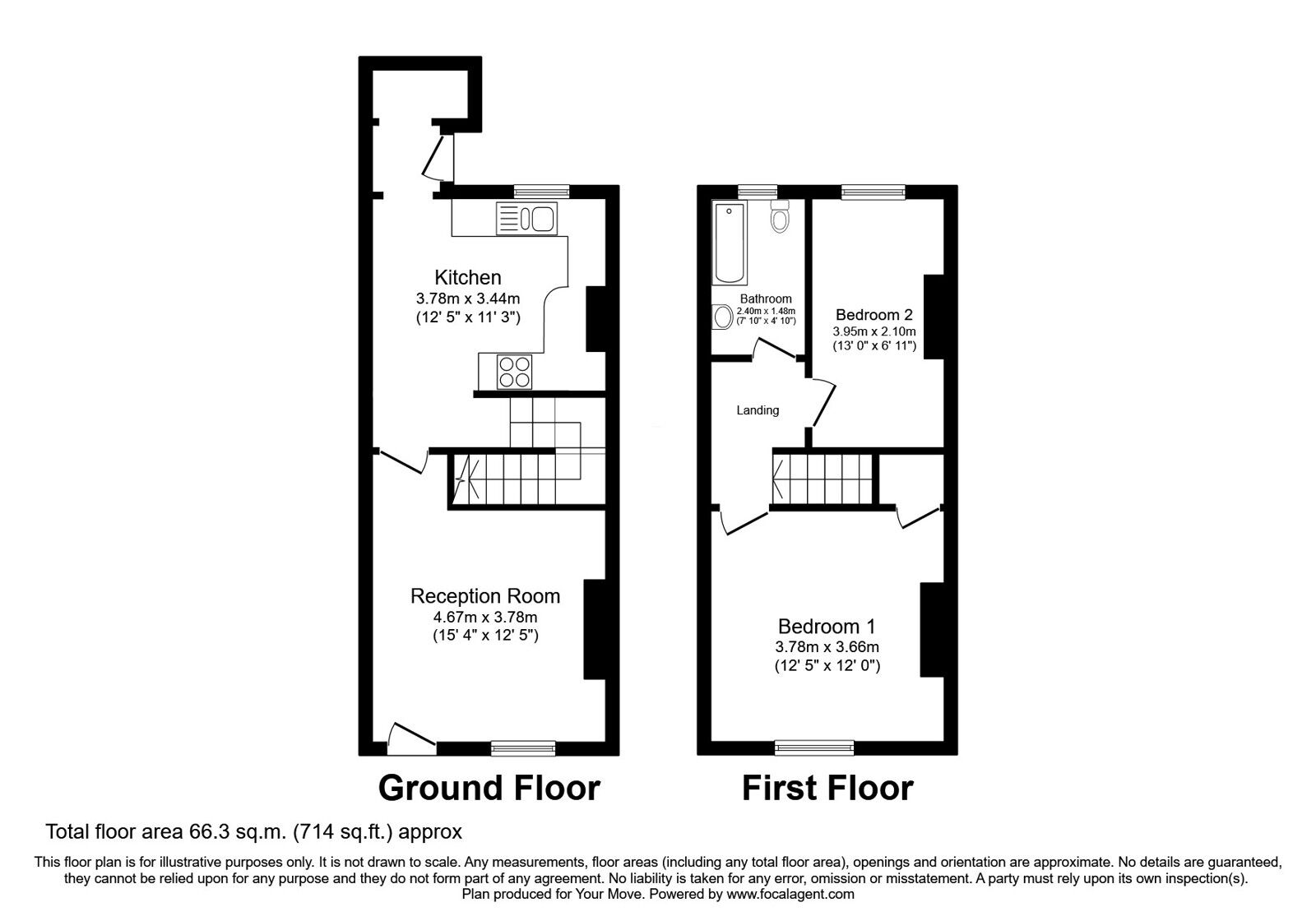Floorplan of 2 bedroom Mid Terrace House for sale, Denton Street, Carlisle, Cumbria, CA2