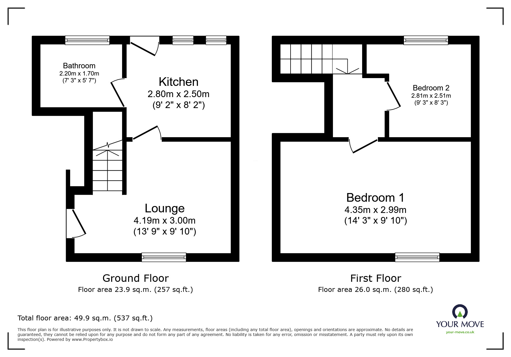 Floorplan of 2 bedroom Semi Detached House to rent, Brookside, Carlisle, Cumbria, CA2