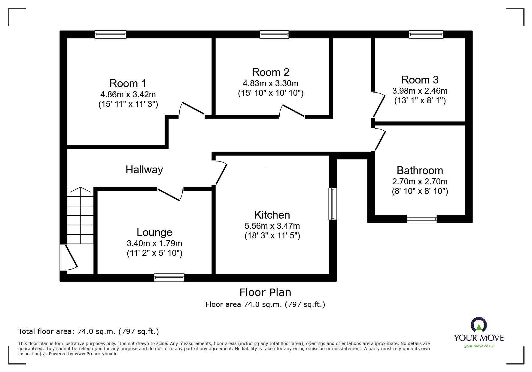Floorplan of 1 bedroom  Room to rent, Howard Street, Carlisle, Cumbria, CA2