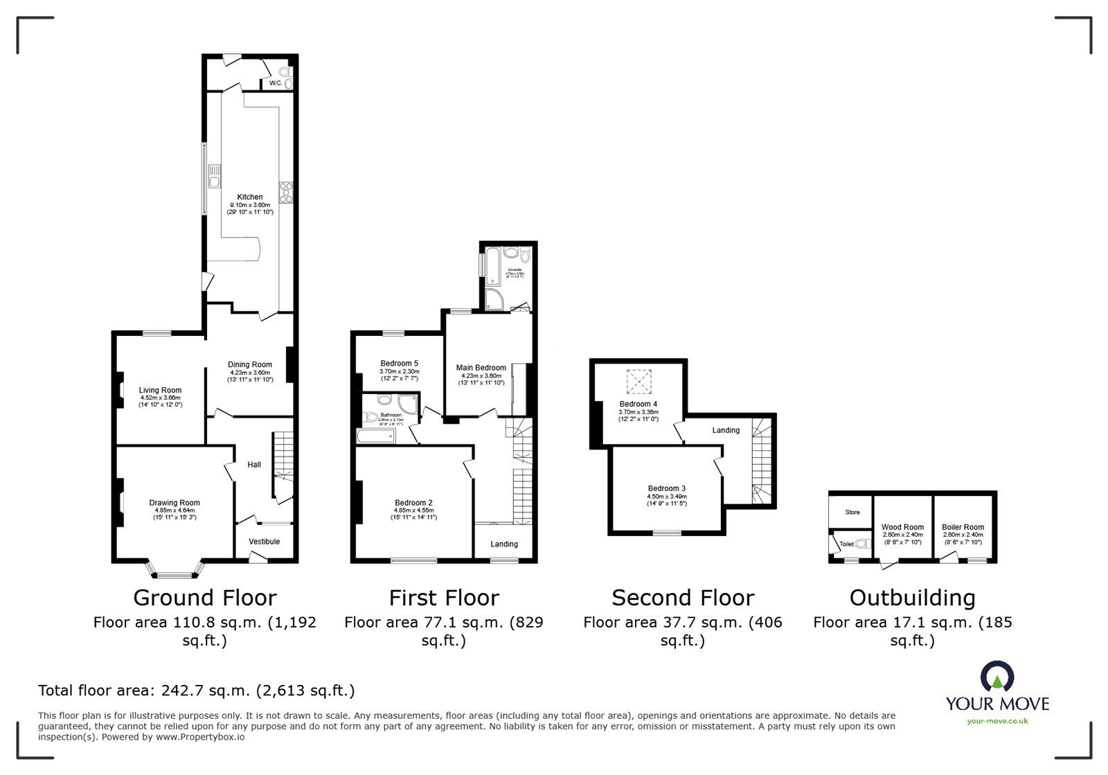 Floorplan of 5 bedroom Semi Detached House for sale, Graham Street, Longtown, Cumbria, CA6