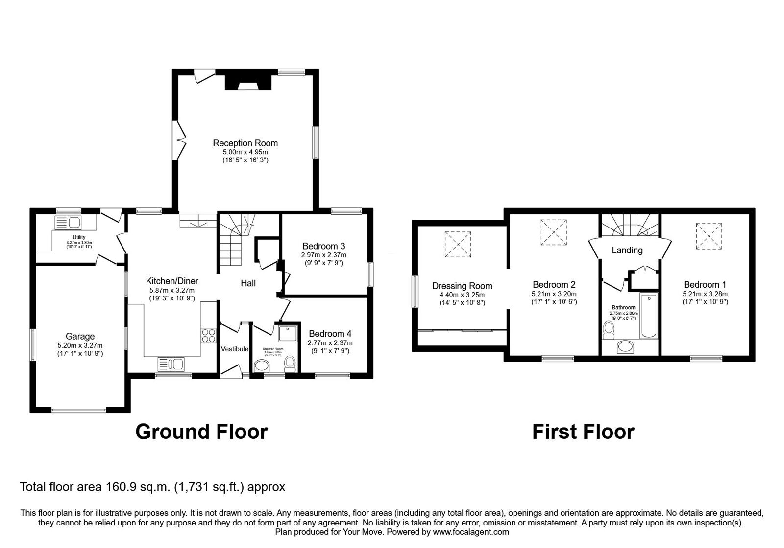 Floorplan of 4 bedroom Detached House for sale, Oak Park, Brampton, Cumbria, CA8