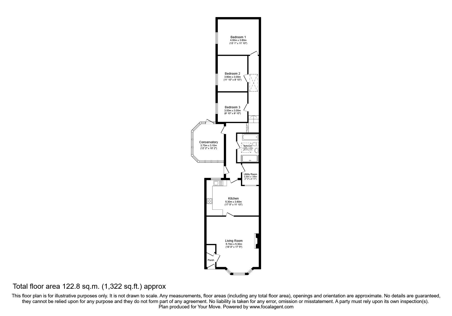 Floorplan of 3 bedroom  Flat to rent, Ashley Street, Carlisle, Cumbria, CA2