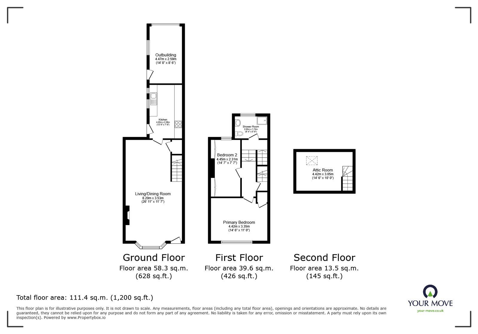 Floorplan of 2 bedroom Mid Terrace House for sale, Blackwell Road, Carlisle, Cumbria, CA2