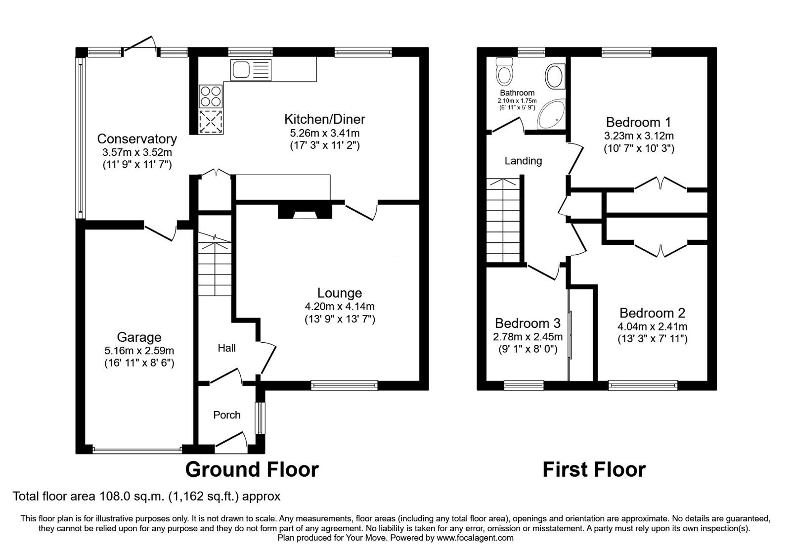 Floorplan of 3 bedroom Semi Detached House for sale, Cairn Wood, Heads Nook, Cumbria, CA8