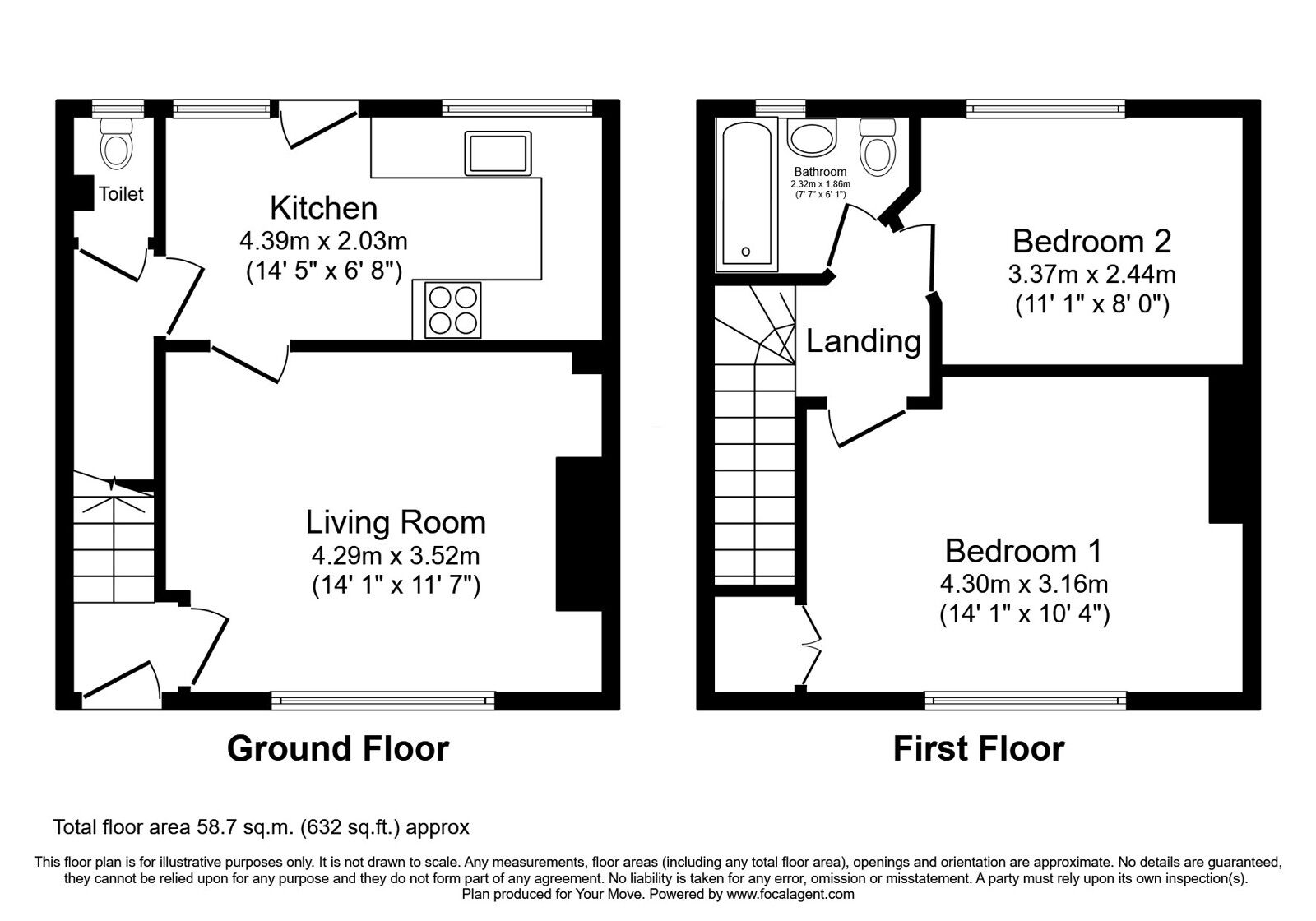 Floorplan of 2 bedroom Semi Detached House for sale, Scalegate Road, Carlisle, Cumbria, CA2