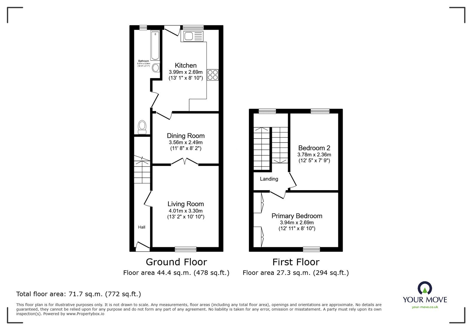 Floorplan of 2 bedroom End Terrace House for sale, Monksclose Road, Carlisle, Cumbria, CA2