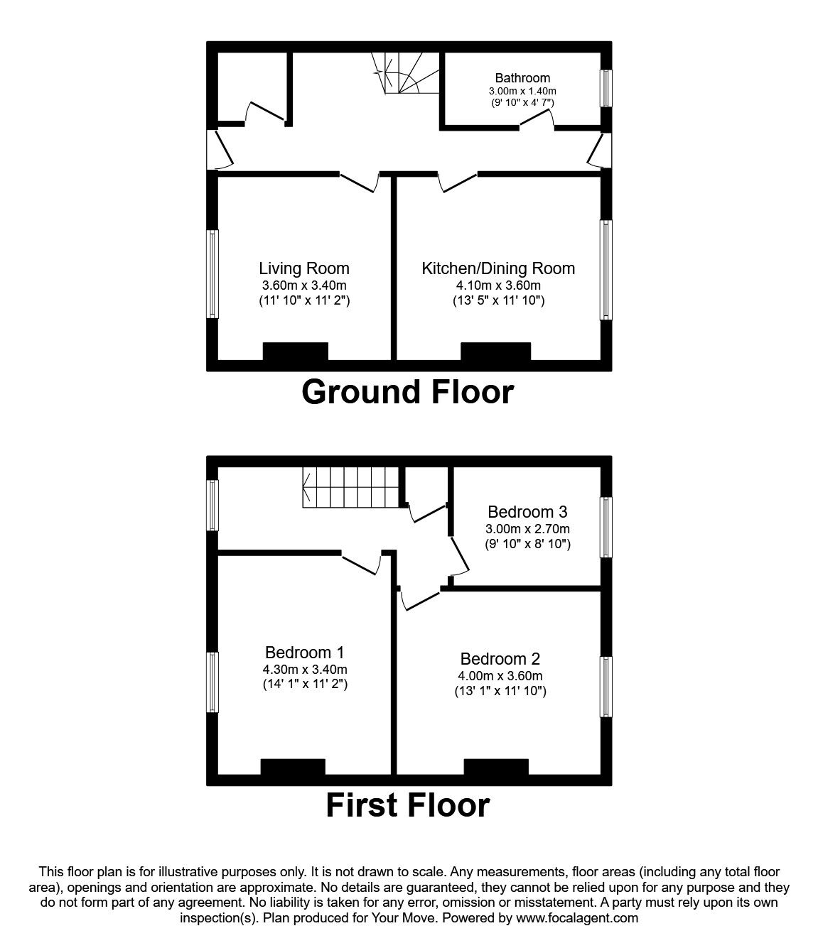 Floorplan of 3 bedroom Mid Terrace House to rent, Petteril Terrace, Carlisle, Cumbria, CA1