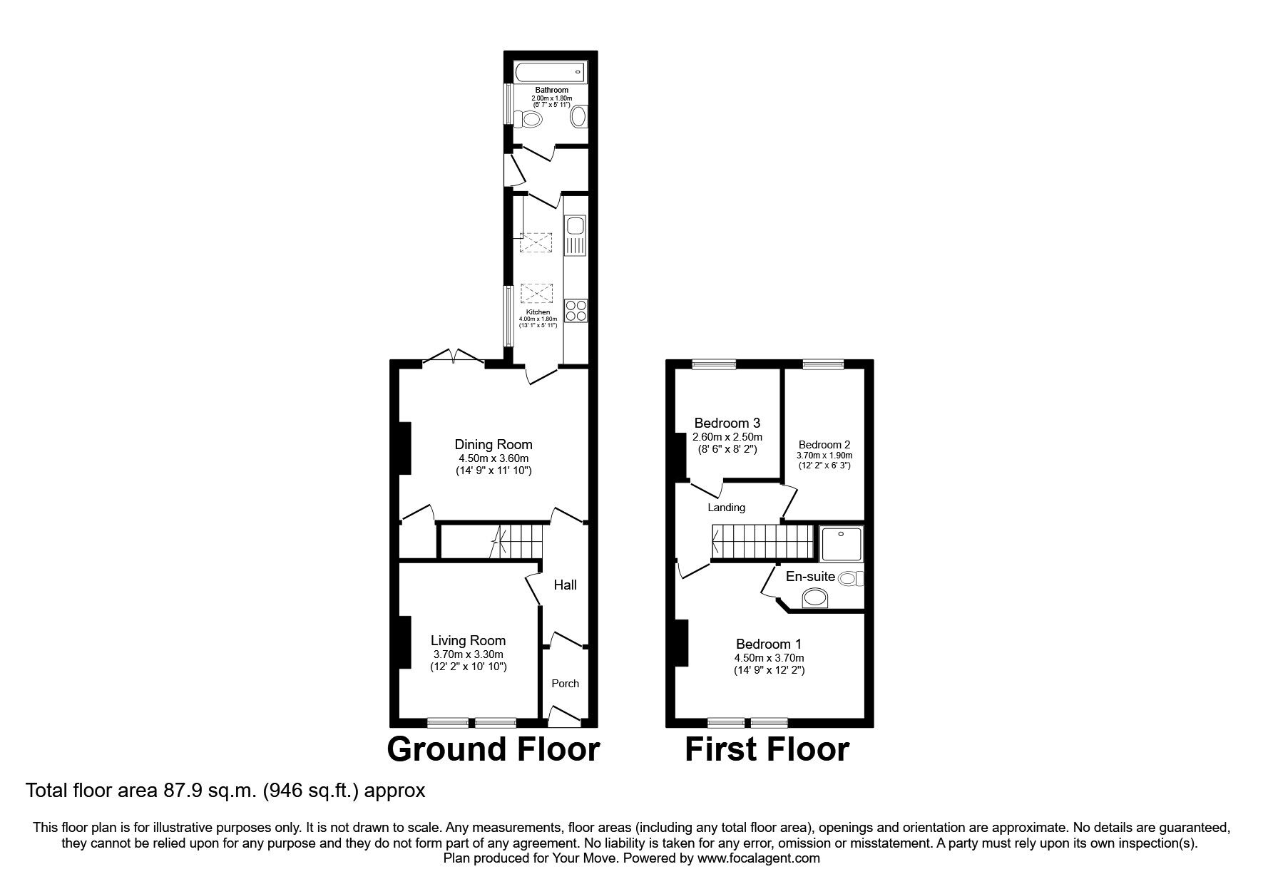 Floorplan of 3 bedroom Mid Terrace House to rent, Bowman Street, Carlisle, Cumbria, CA1