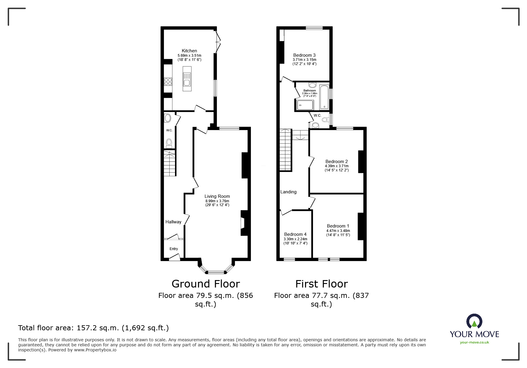 Floorplan of 4 bedroom Mid Terrace House to rent, Warwick Road, Carlisle, Cumbria, CA1