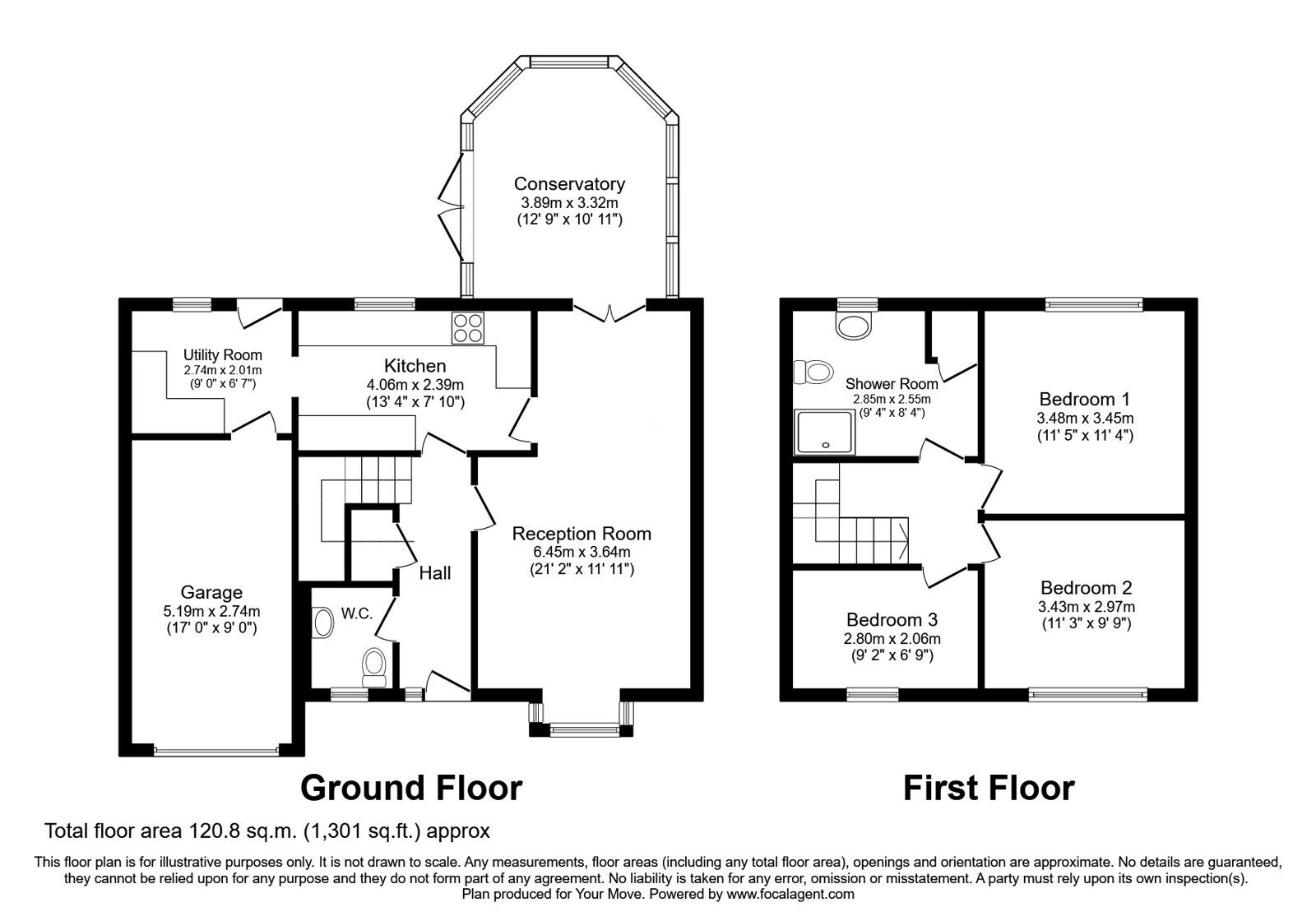 Floorplan of 3 bedroom Detached House for sale, Oakleigh Way, Carlisle, Cumbria, CA1
