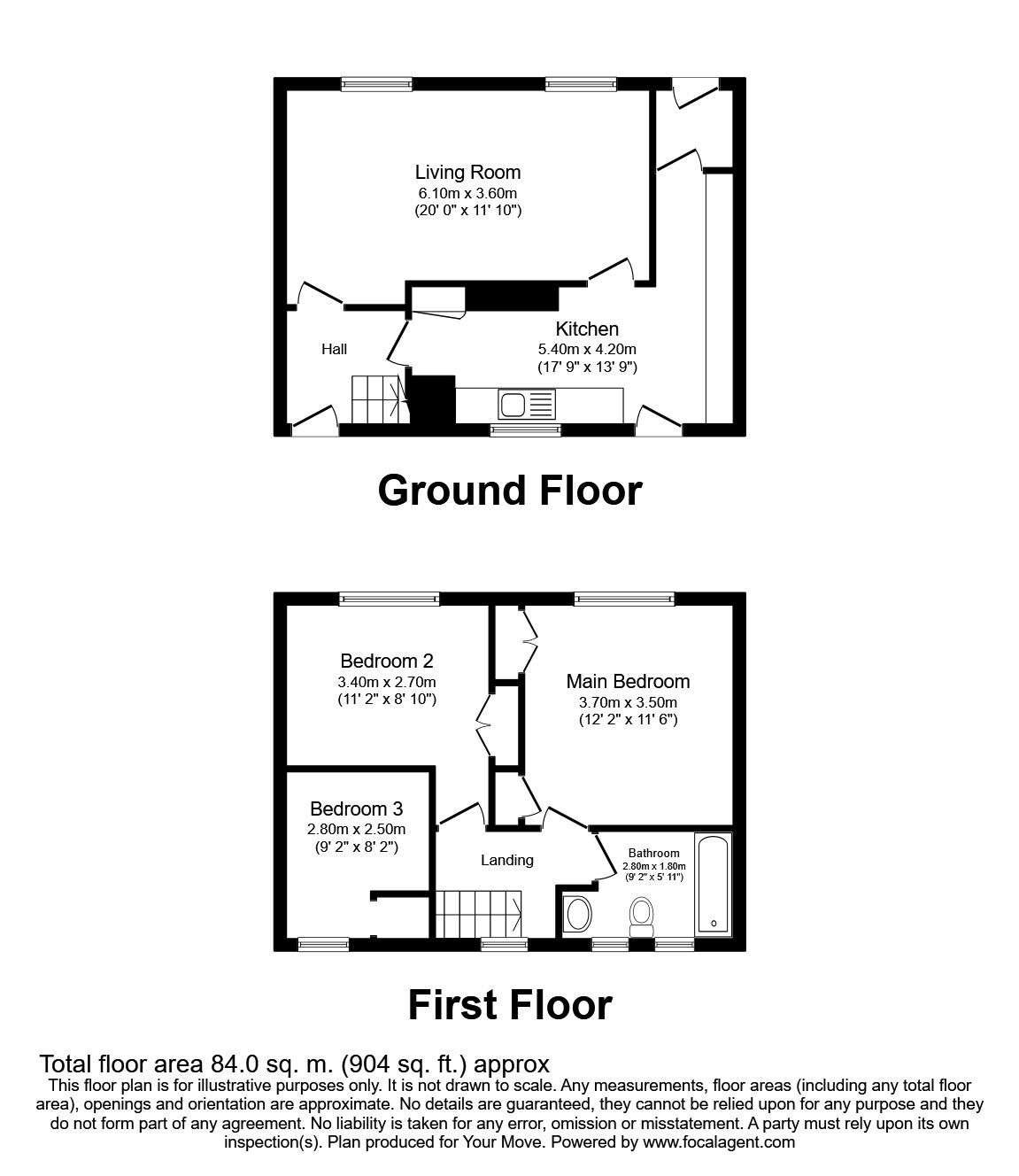 Floorplan of 3 bedroom Mid Terrace House to rent, Crindledyke Estate, Kingstown, Cumbria, CA6