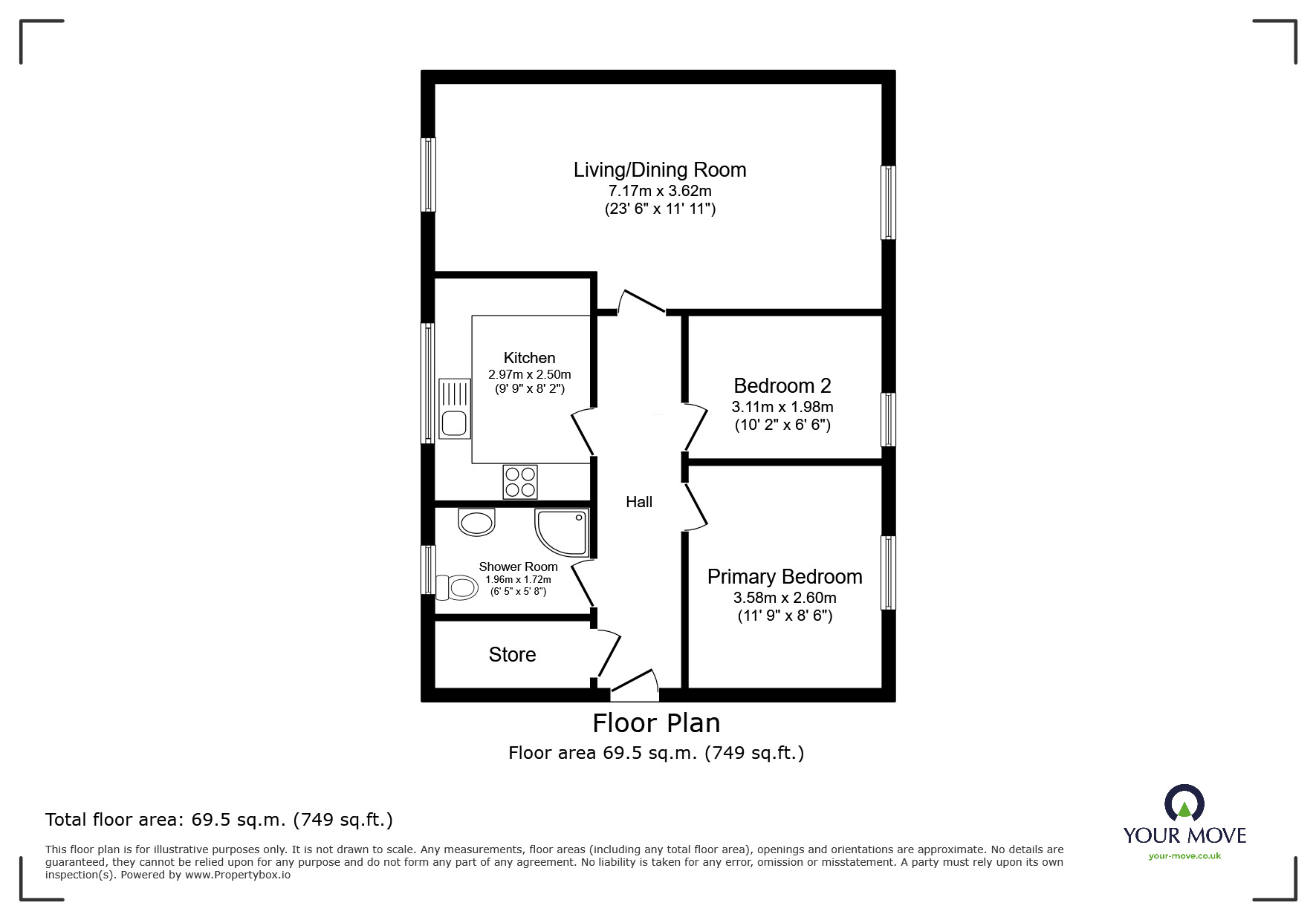 Floorplan of 2 bedroom Flat for sale, Charlotte Street, Carlisle, Cumbria, CA2