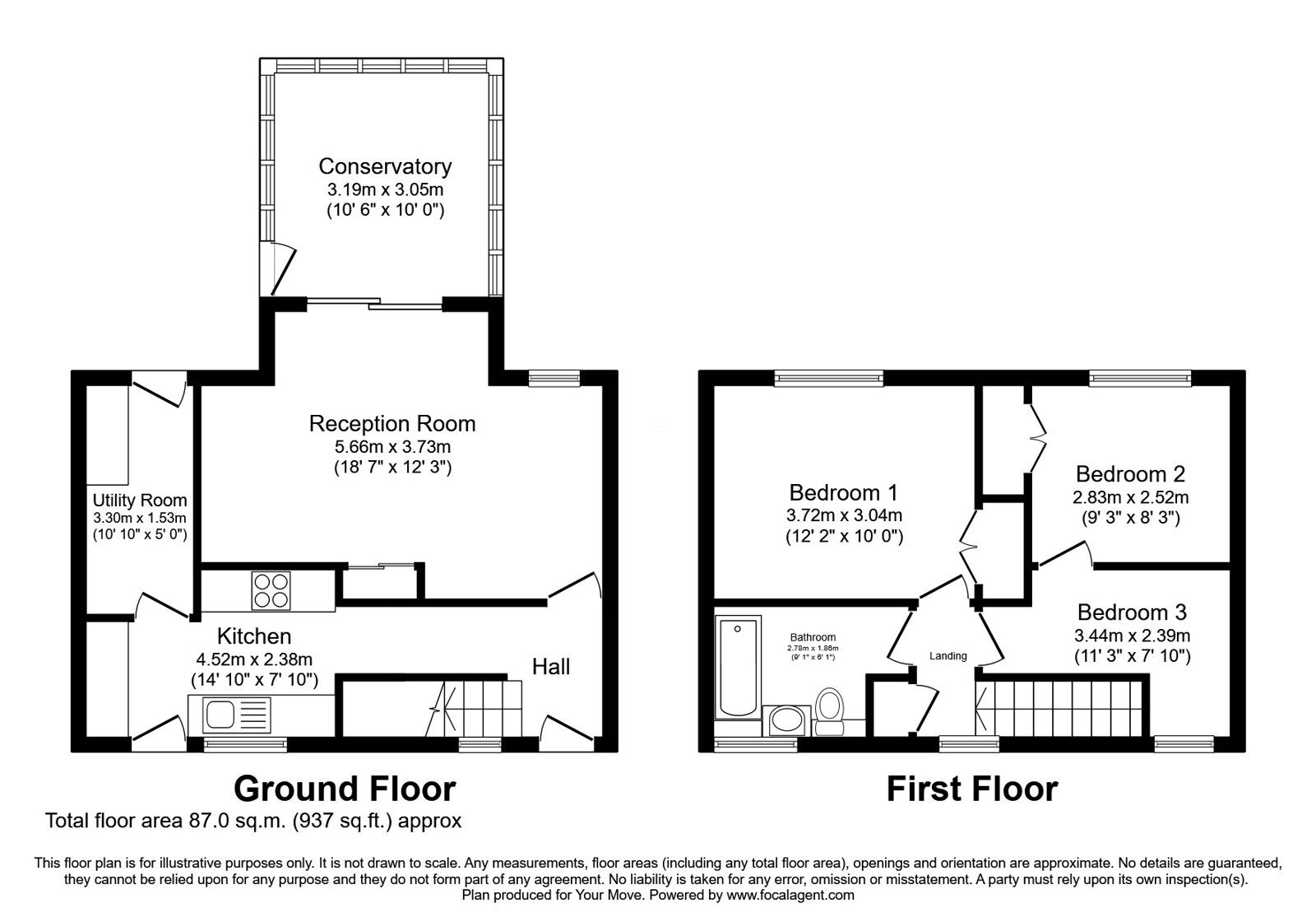 Floorplan of 3 bedroom Mid Terrace House for sale, Crindledyke Estate, Kingstown, Cumbria, CA6