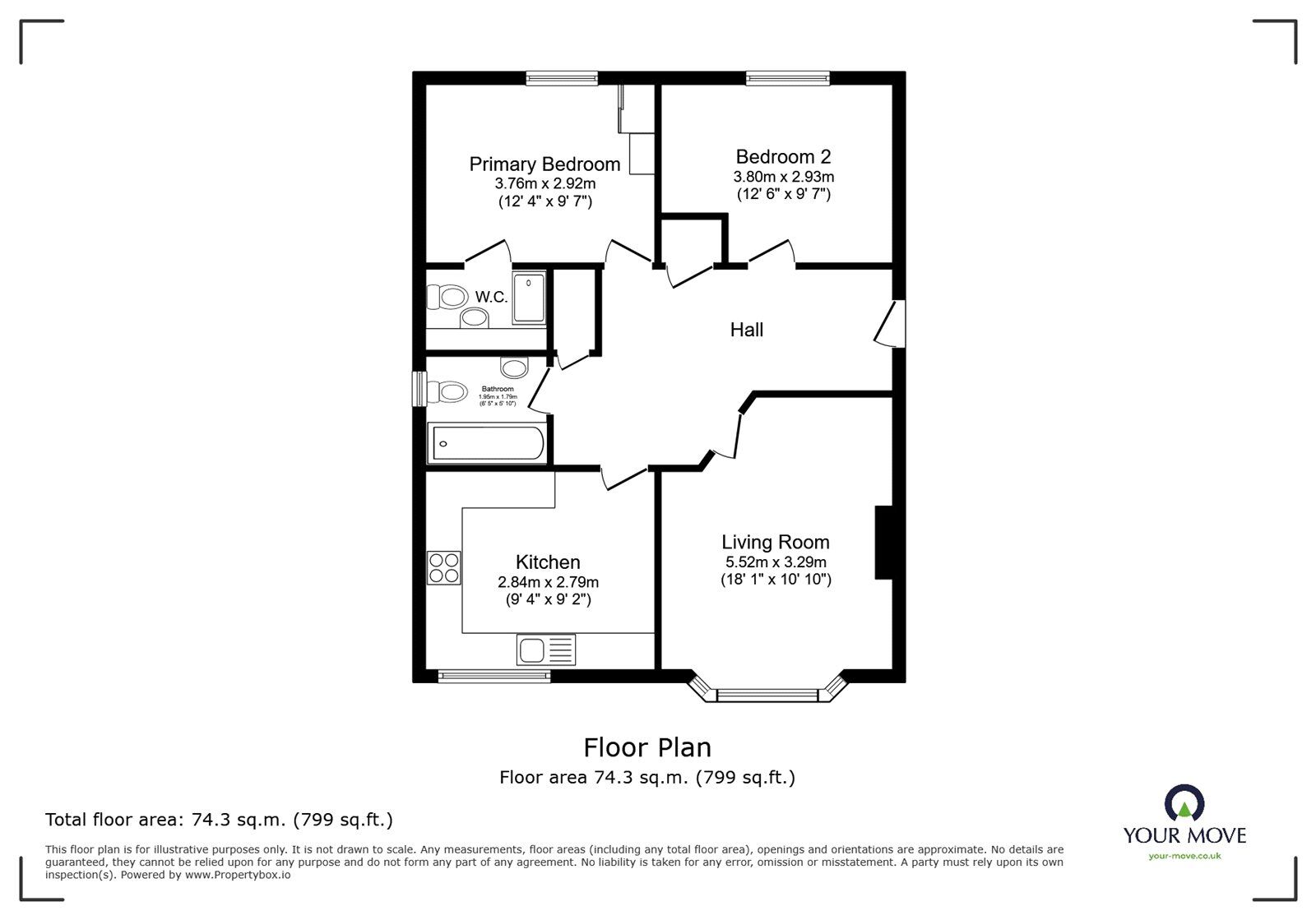 Floorplan of 2 bedroom Flat for sale, Watermans Walk, Carlisle, Cumbria, CA1