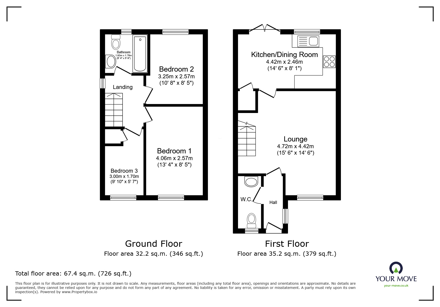 Floorplan of 3 bedroom Semi Detached House to rent, Watermans Walk, Carlisle, Cumbria, CA1