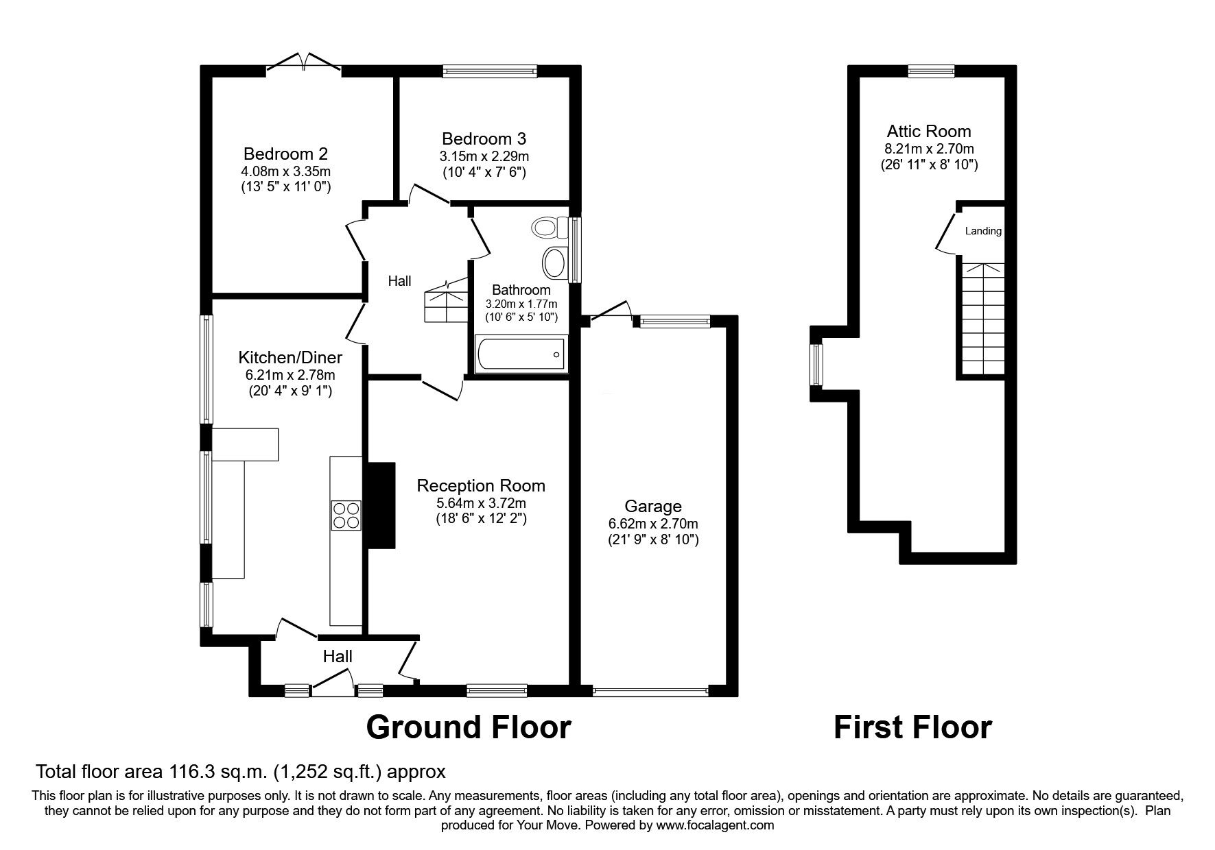 Floorplan of 2 bedroom Detached Bungalow for sale, Holmrook Road, Carlisle, Cumbria, CA2