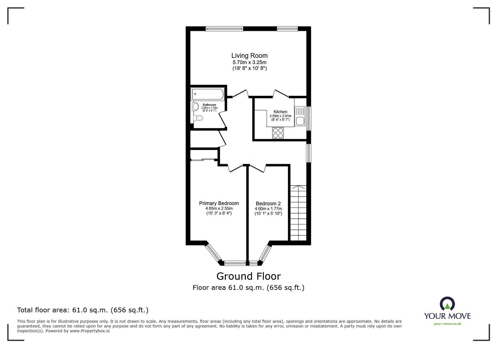 Floorplan of 2 bedroom Flat for sale, Firlands, Stanwix, Cumbria, CA3