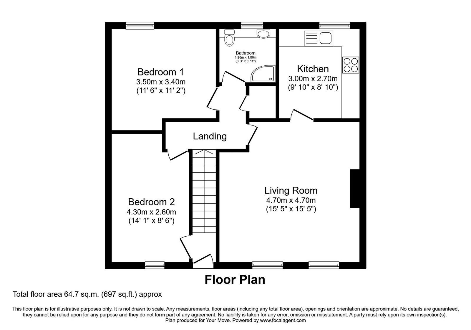 Floorplan of 2 bedroom Flat for sale, Beck Riggs, Brampton, Cumbria, CA8