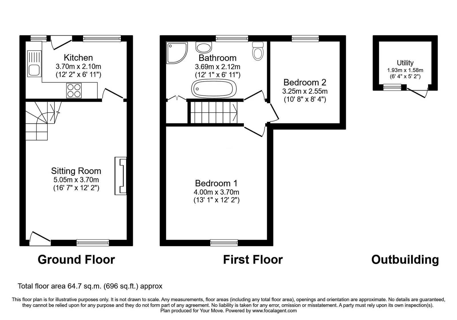 Floorplan of 2 bedroom Mid Terrace House for sale, Church Place, Cumbria, CA3