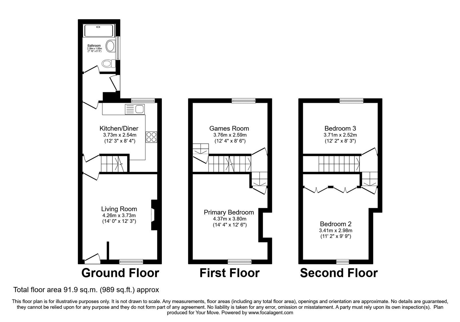 Floorplan of 3 bedroom Mid Terrace House for sale, Harold Street, Carlisle, Cumbria, CA2