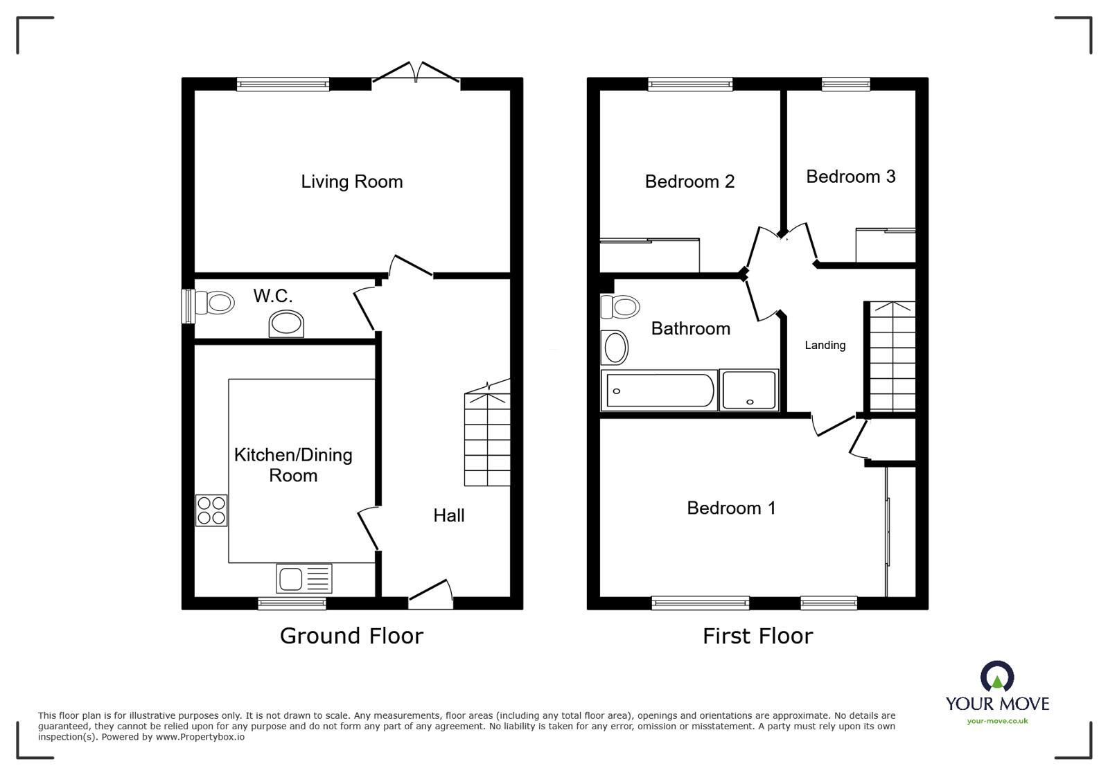 Floorplan of 3 bedroom Semi Detached House for sale, Woodside Park, Wigton, Cumbria, CA7