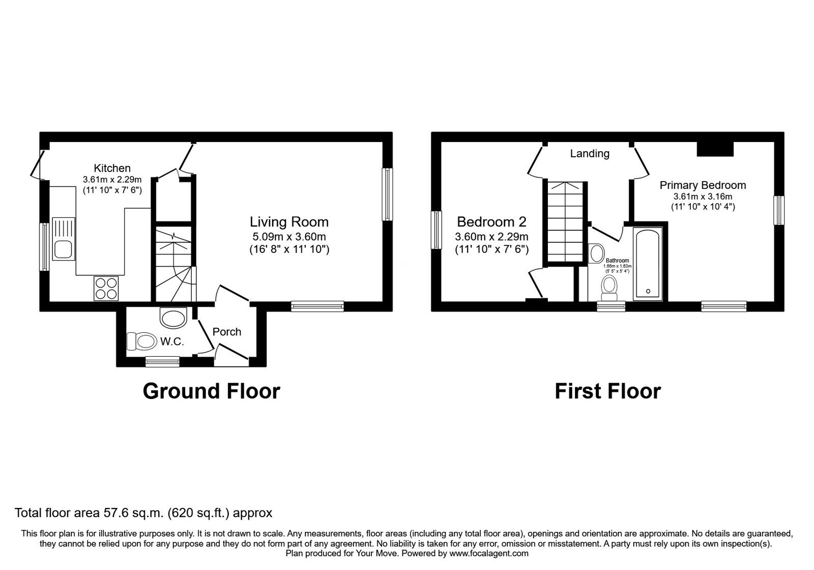 Floorplan of 2 bedroom Semi Detached House for sale, St. Michaels Drive, Longtown, Cumbria, CA6